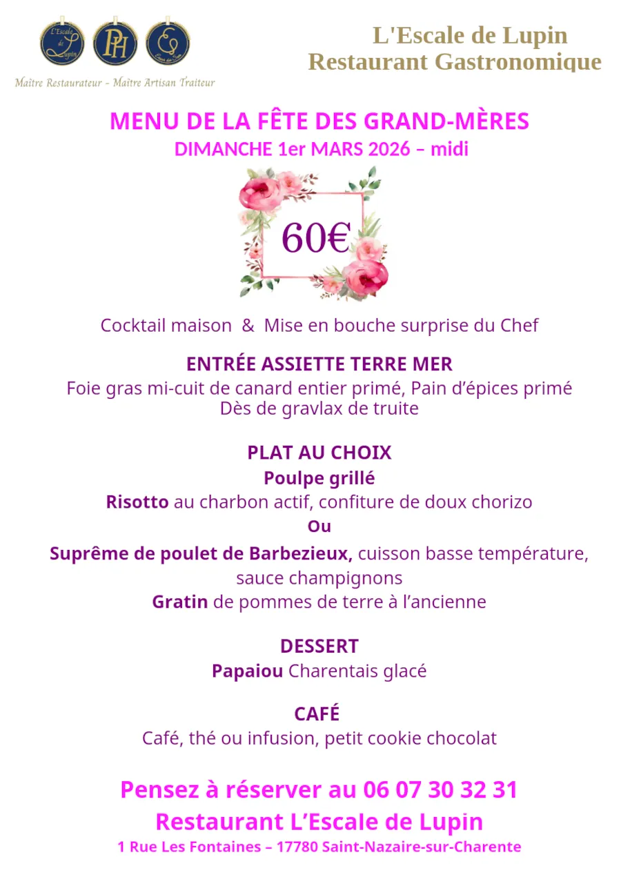 Menu de la fête des grand-mères
