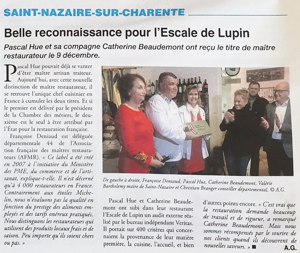 Article Le Littoral L'escale de Lupin